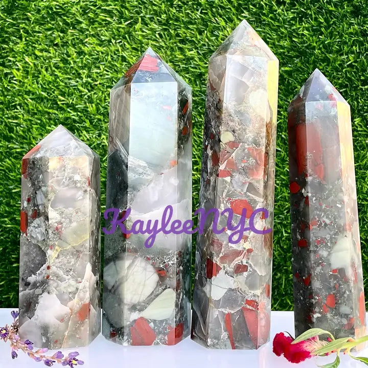 Large Natural Bloodstone Obelisk Tower Point