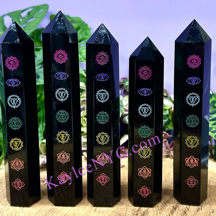 Black Obsidian Chakra Towers