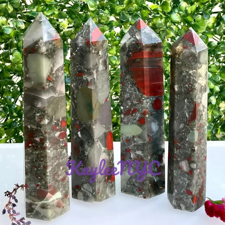 Large Natural Bloodstone Obelisk Tower Point