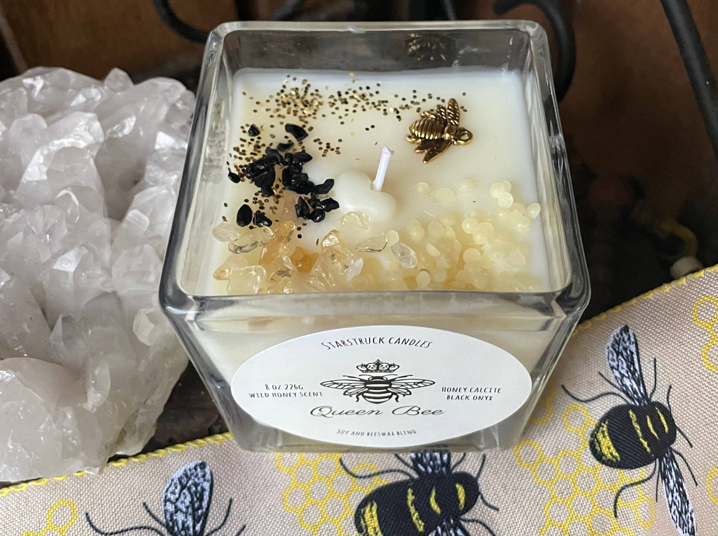 Queen Bee Crystal intention candle