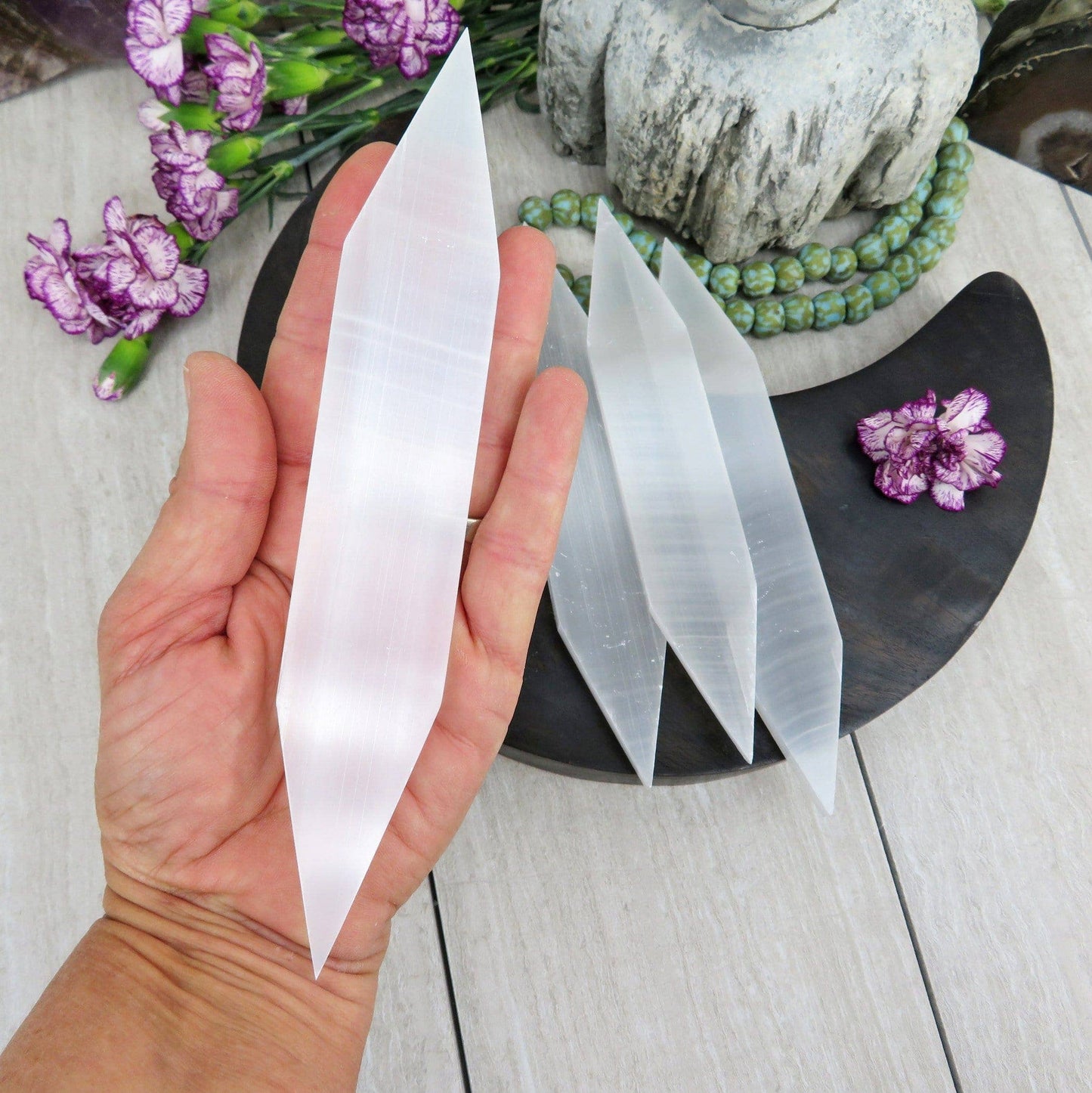 Selenite Flat Double Point Spiritual Stone Generator