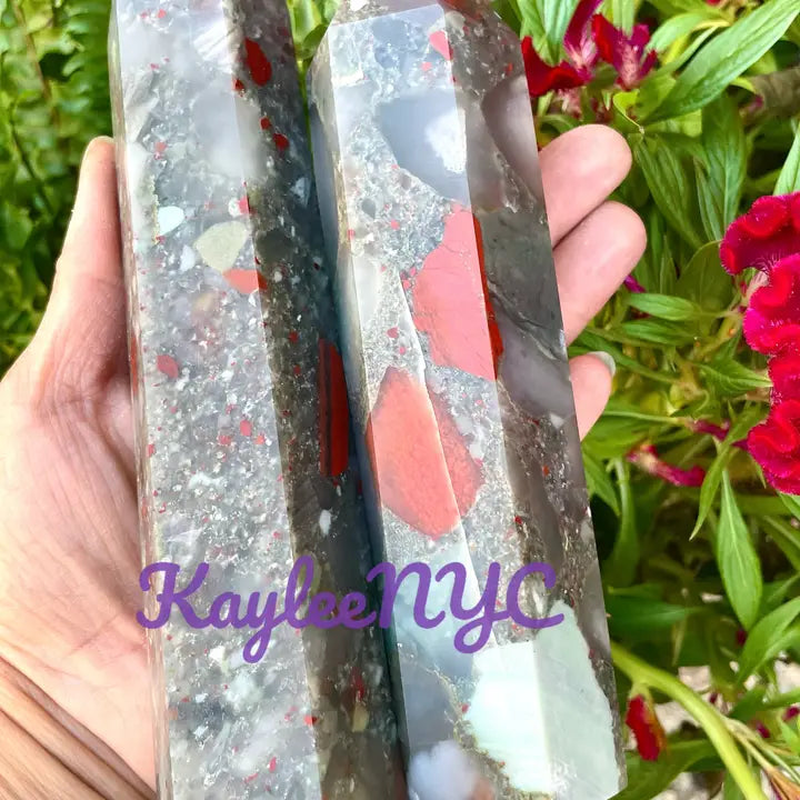 Large Natural Bloodstone Obelisk Tower Point