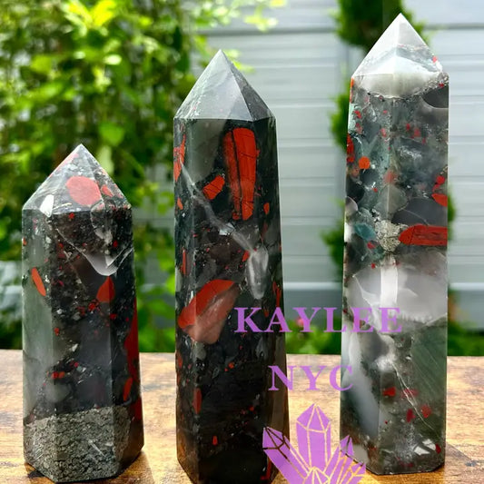 Large Natural Bloodstone Obelisk Tower Point