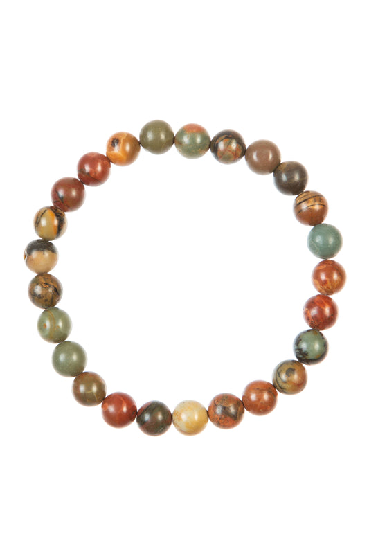 Red, Turquoise Stone Bead Bracelet 8mm