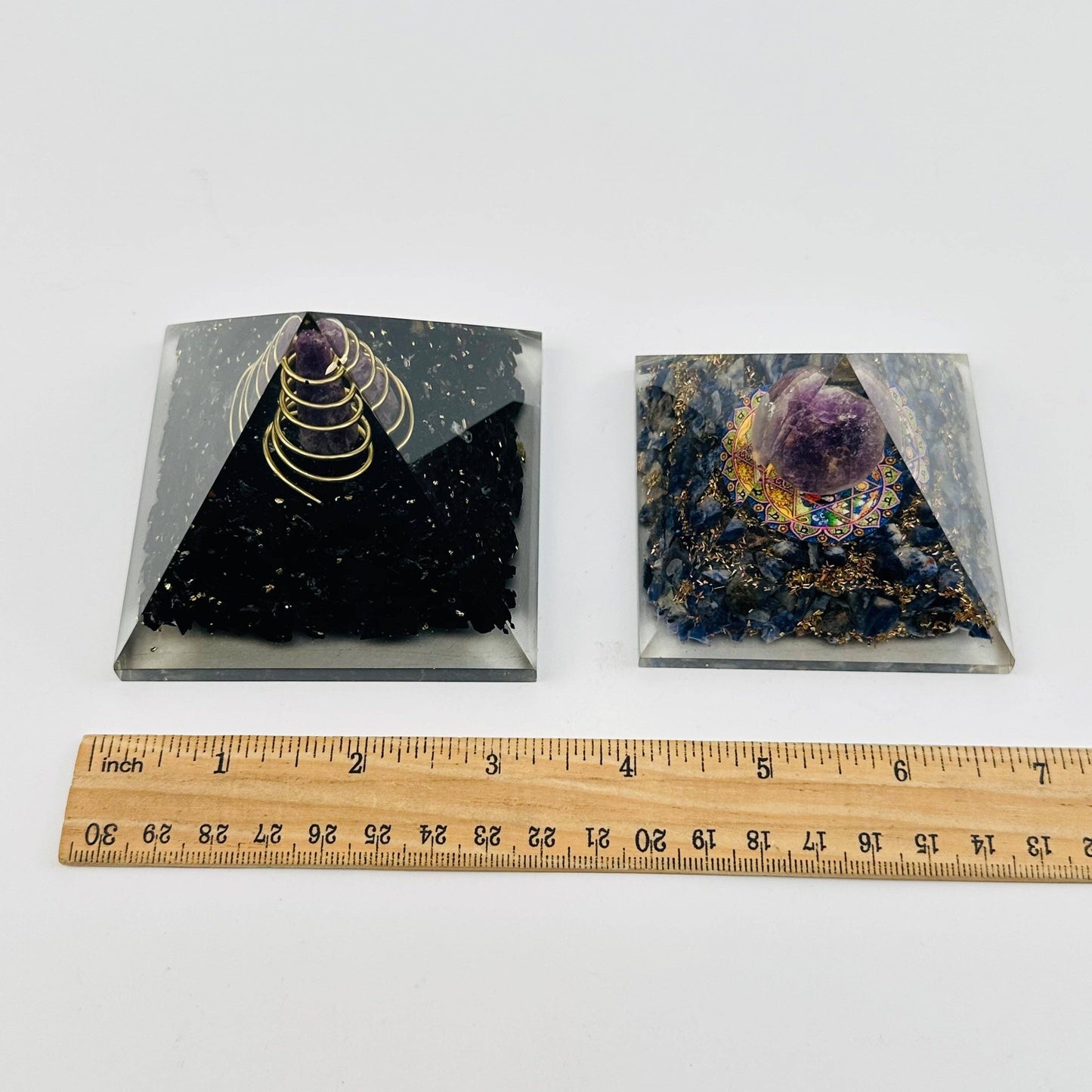 Orgone Crystal Pyramid: - Sodalite w/ Amethyst Point