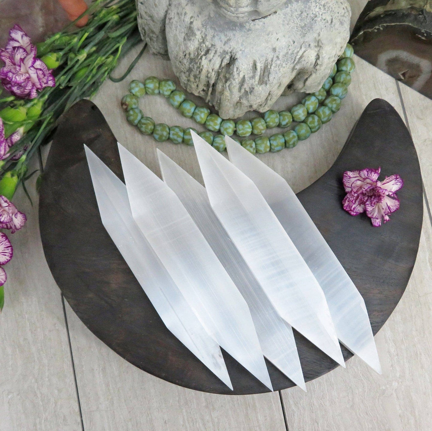 Selenite Flat Double Point Spiritual Stone Generator