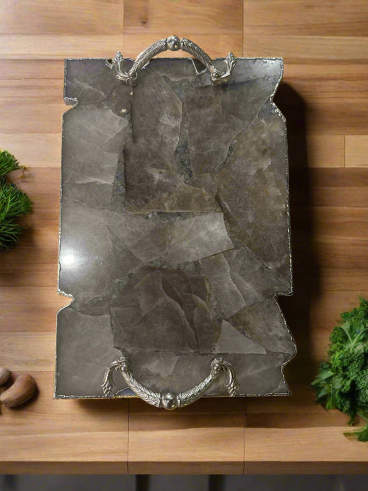 Smoky Grey Agate Serving Tray
