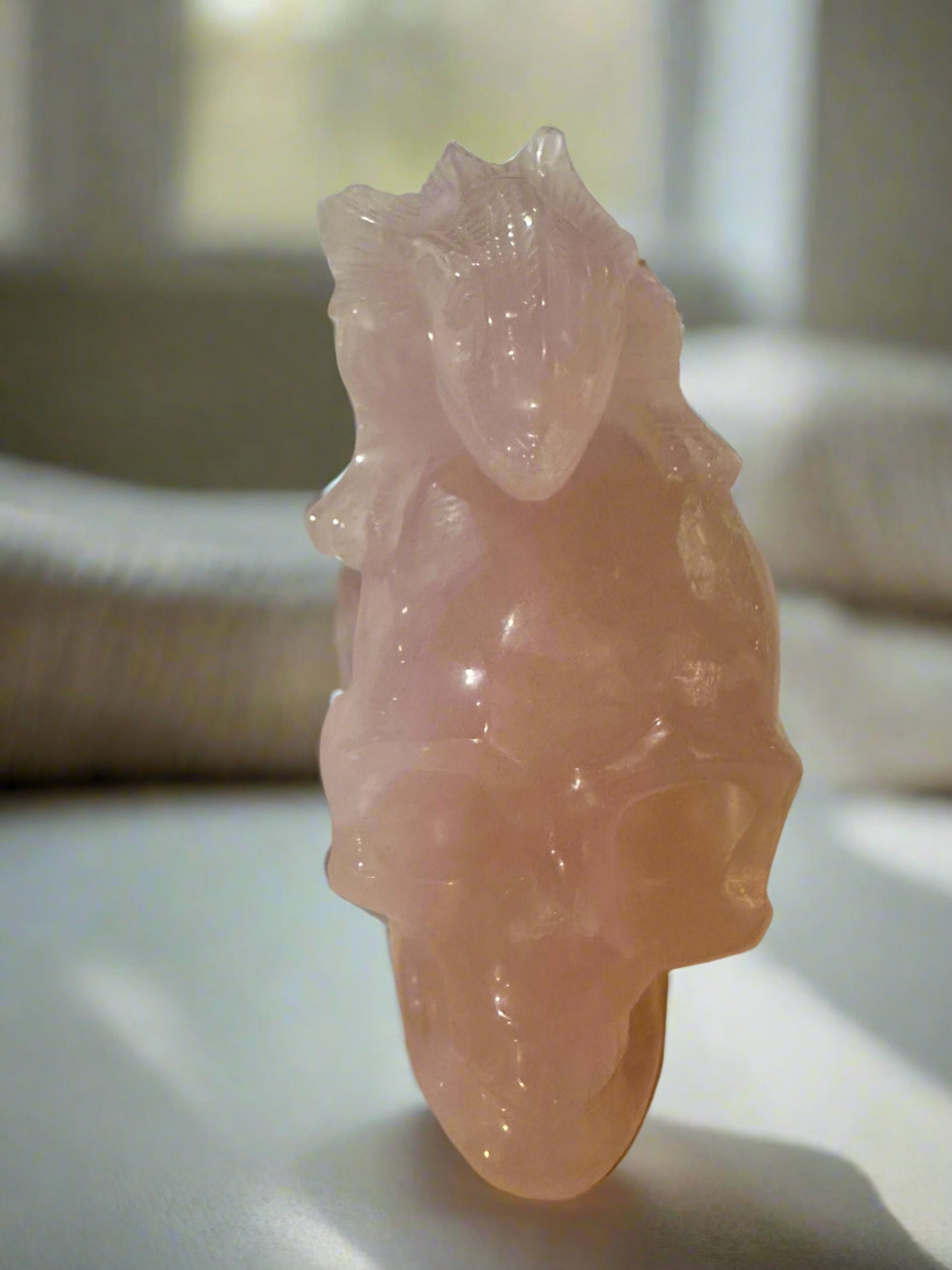 Rose Quartz Skull w/ Dragon