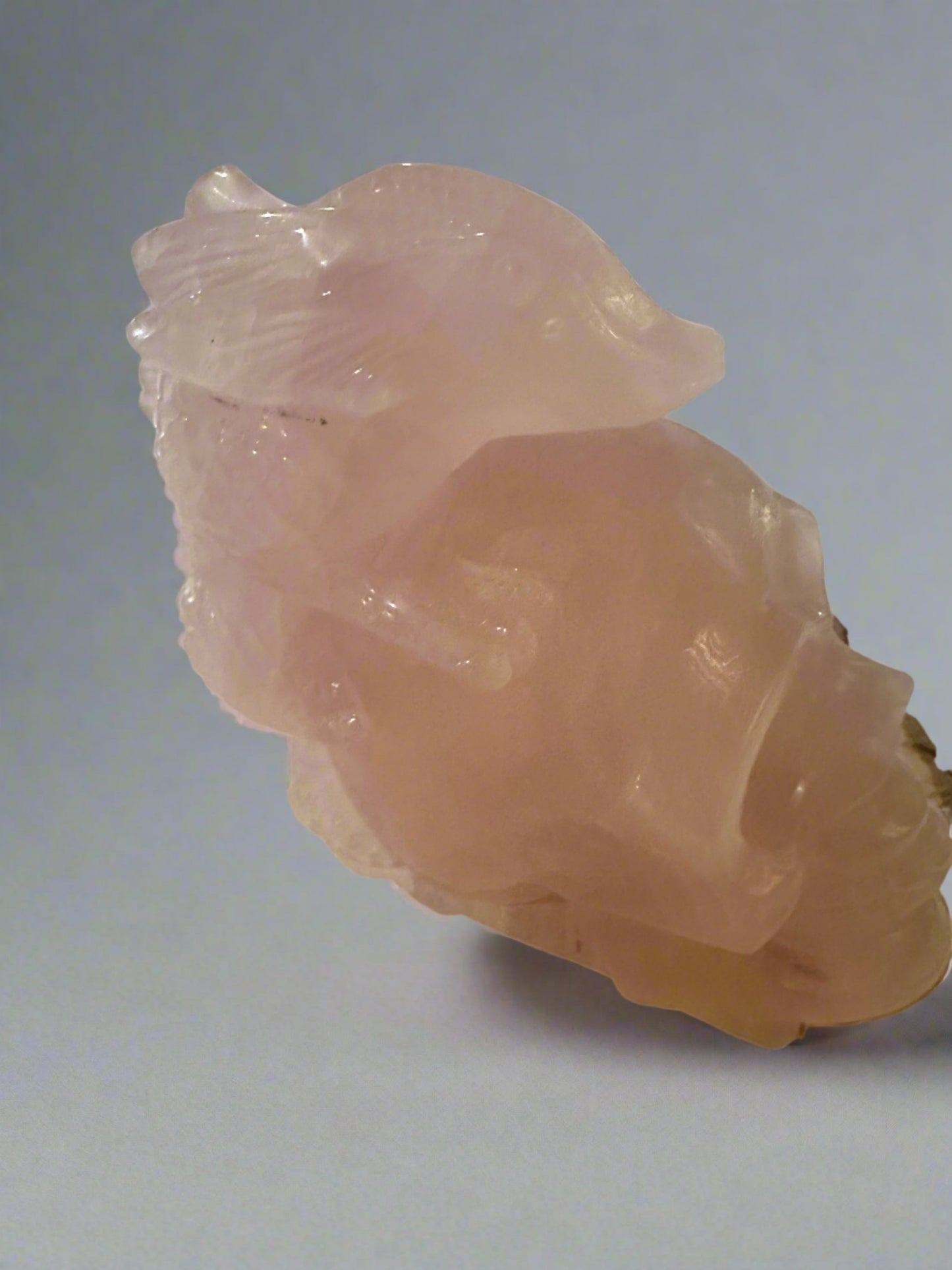Rose Quartz Skull w/ Dragon