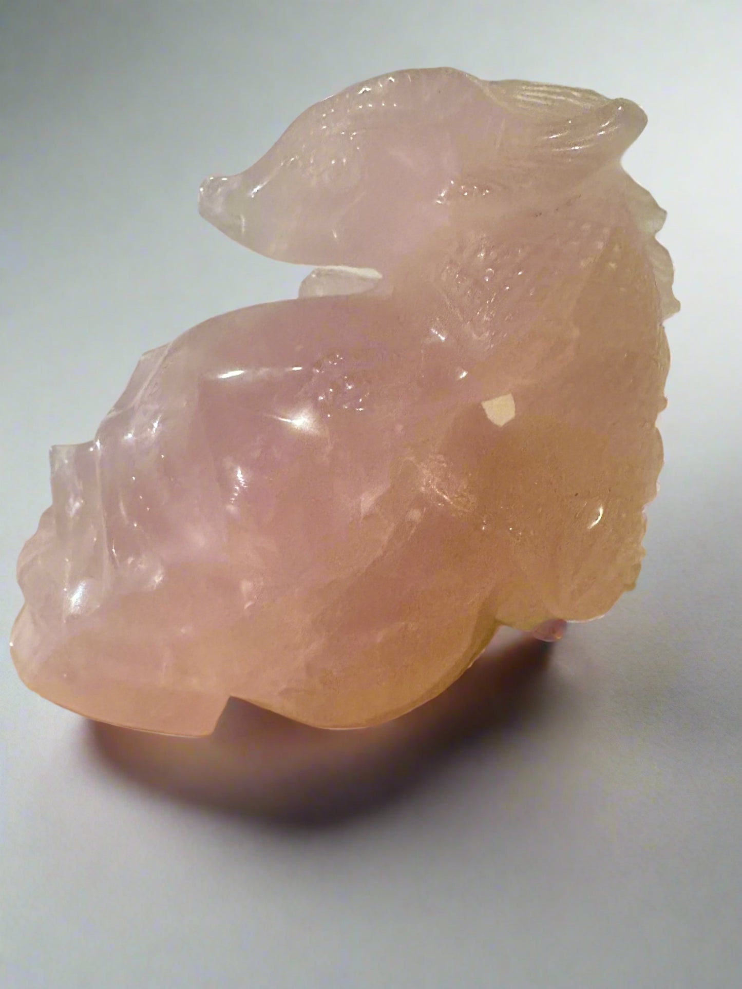 Rose Quartz Skull w/ Dragon