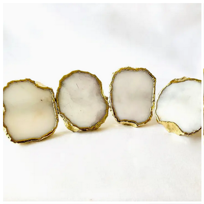 White Agate Napkin Rings