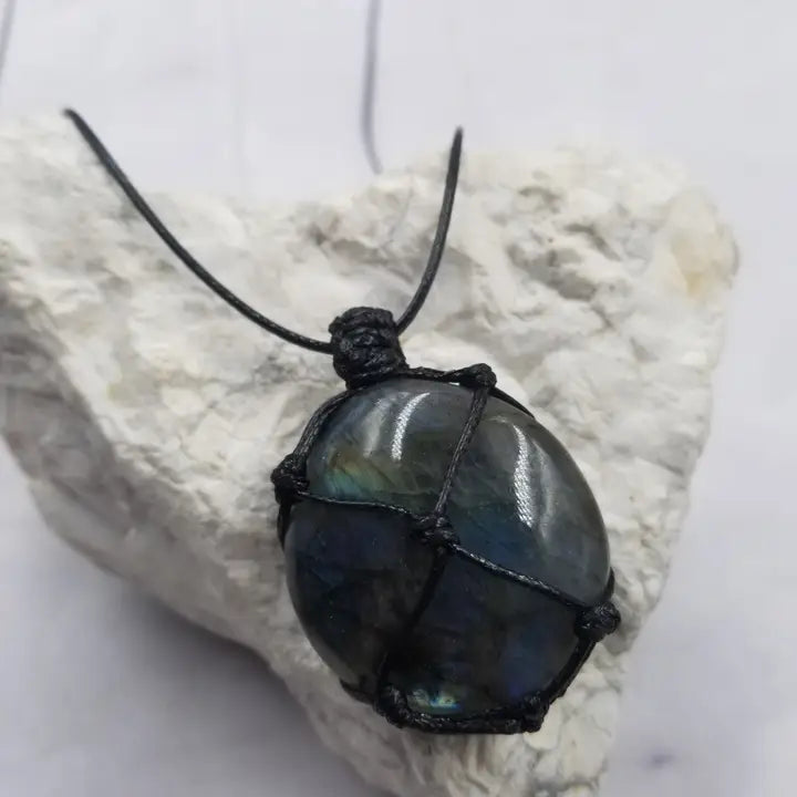 Labradorite Macrame Wrapped Necklace