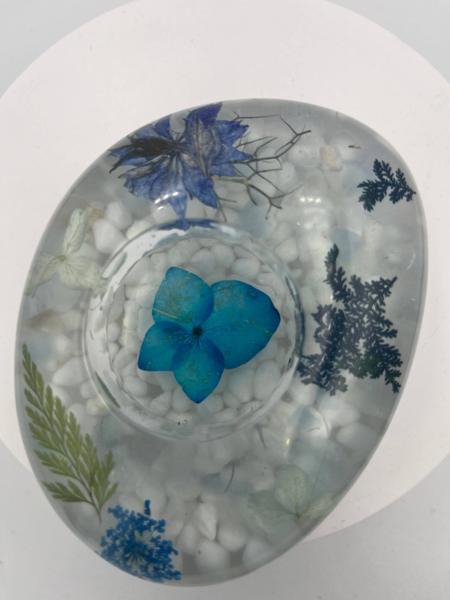 Floral Tea Light Candle Holder- Aquamarine