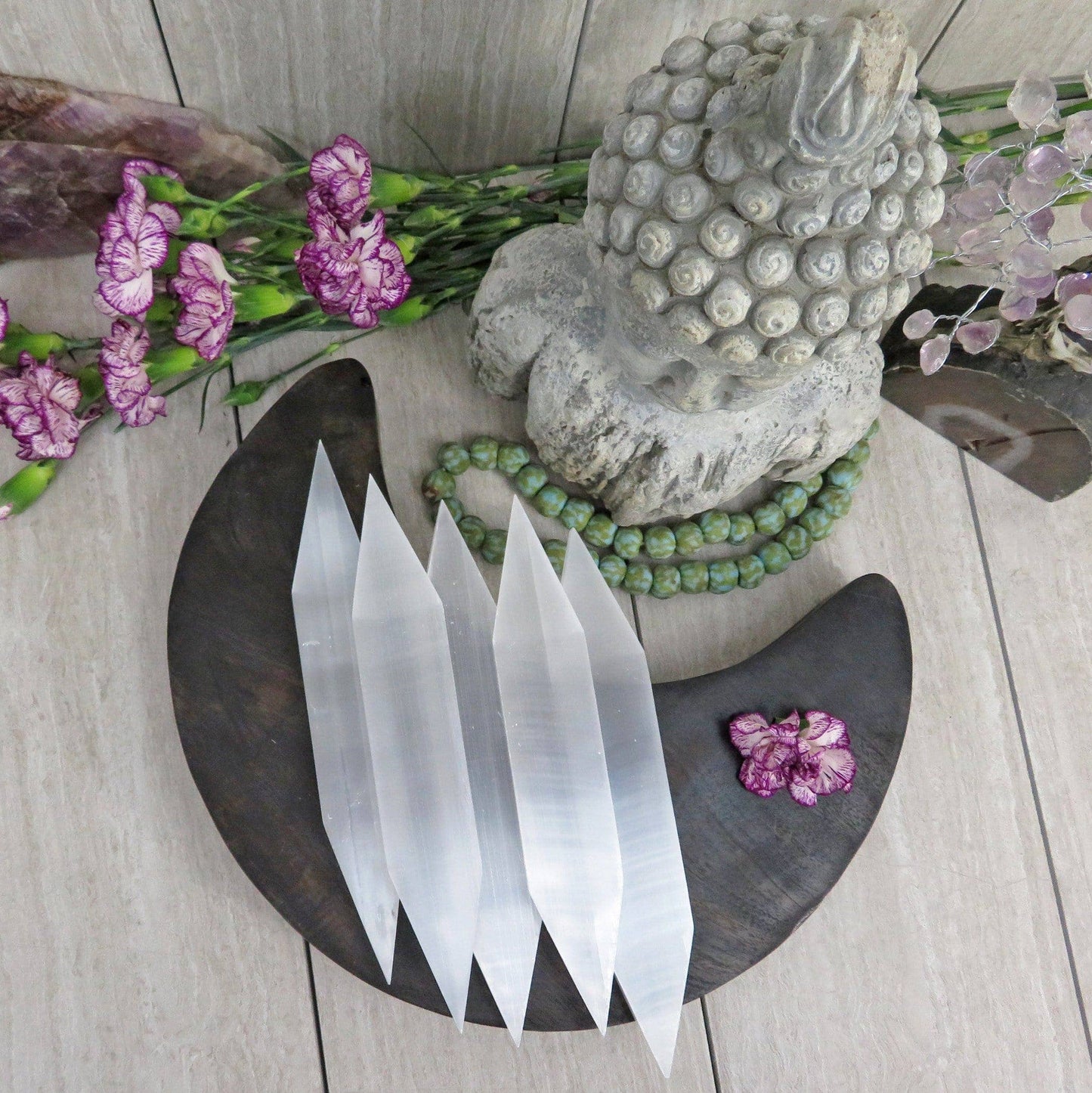 Selenite Flat Double Point Spiritual Stone Generator