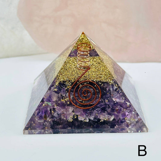 Orgone Crystal Pyramid: - Amethyst w/ Crystal Q. Point