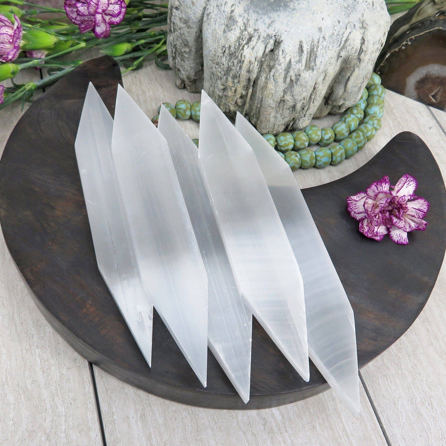 Selenite Flat Double Point Spiritual Stone Generator