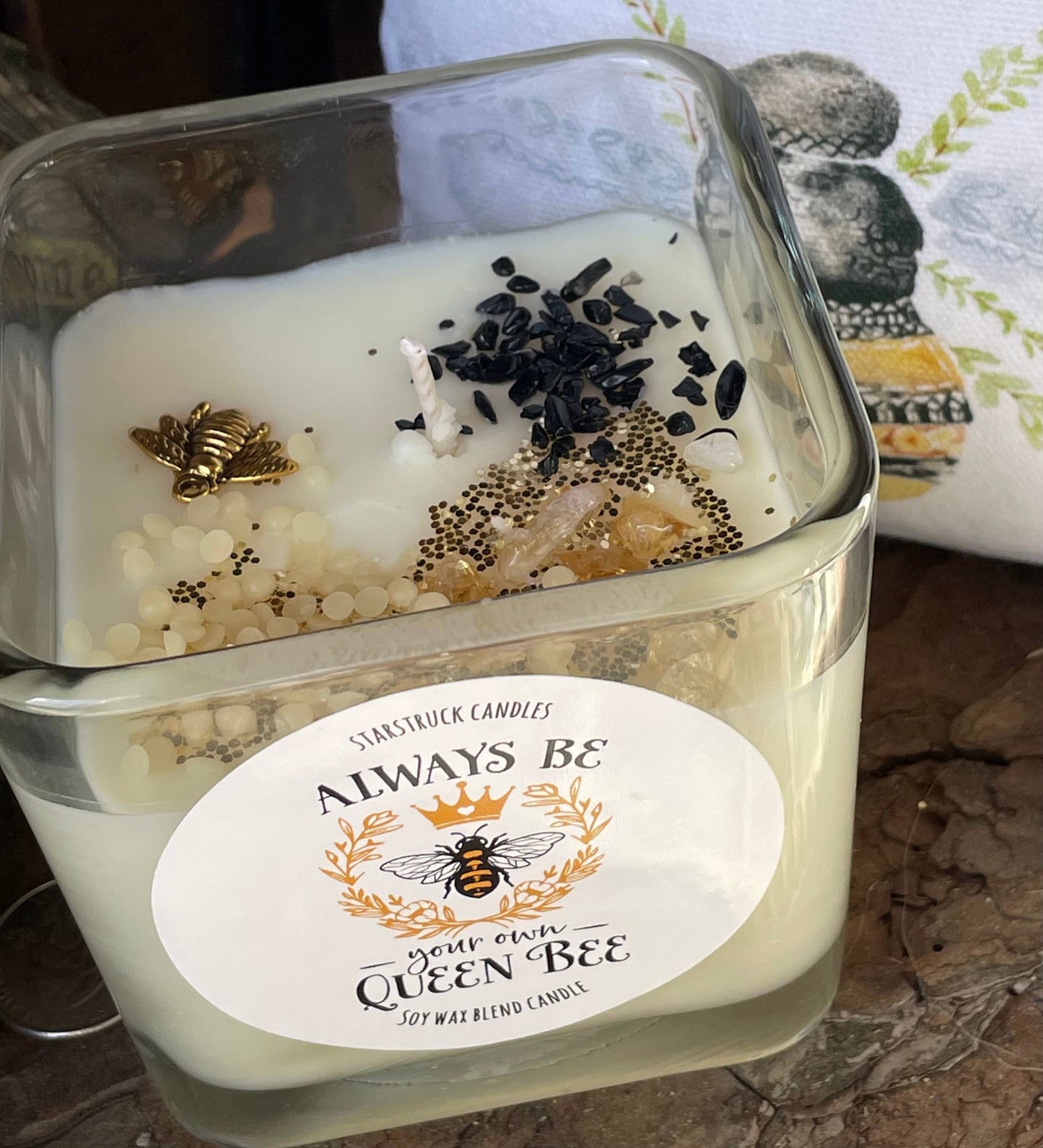 Queen Bee Crystal intention candle
