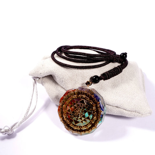 7 Chakras Orgonite Necklace (circle)