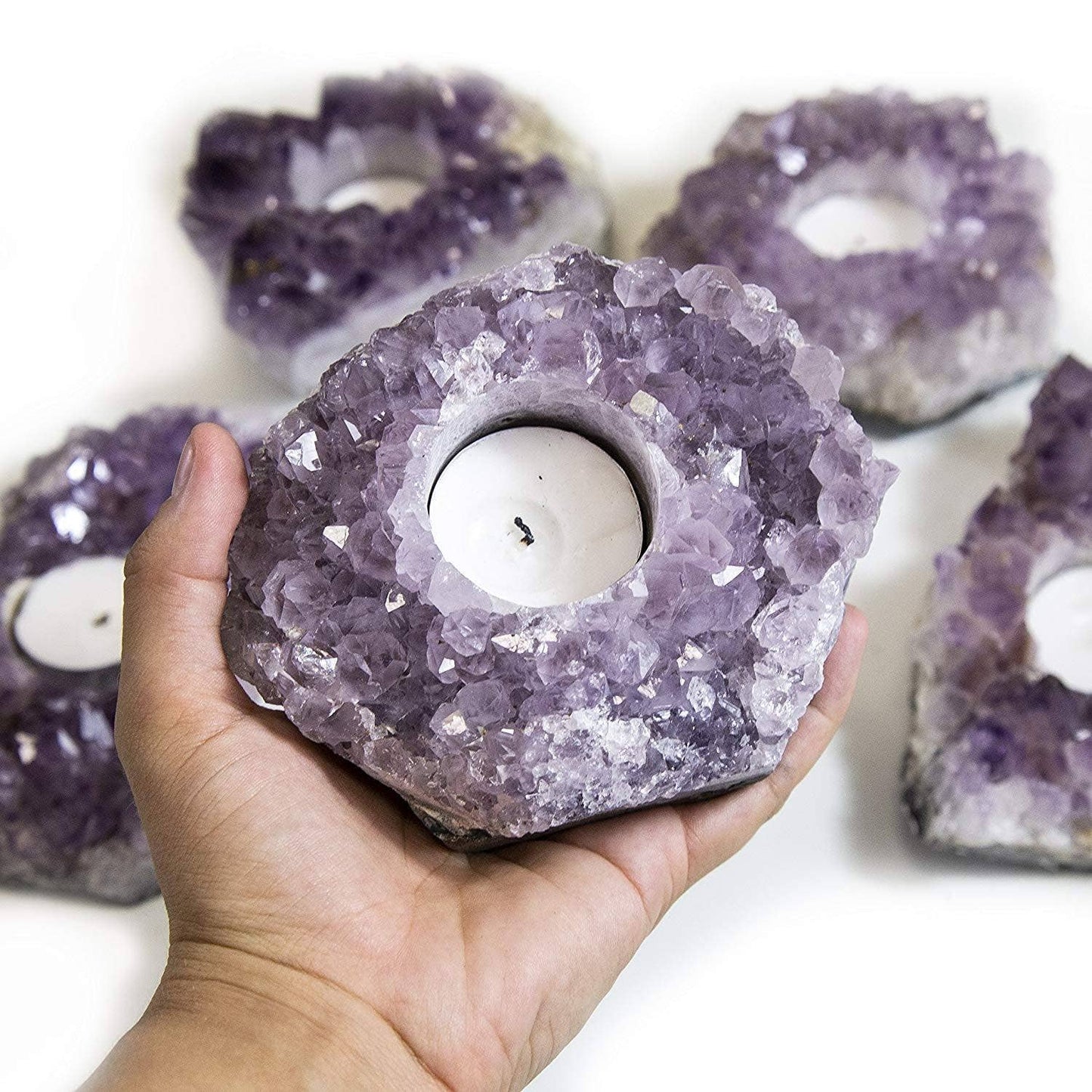 Amethyst Crystal Candle Holder