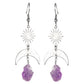 Sun And Moon Earring With Rough Stones And Silver Finish: Amethyst