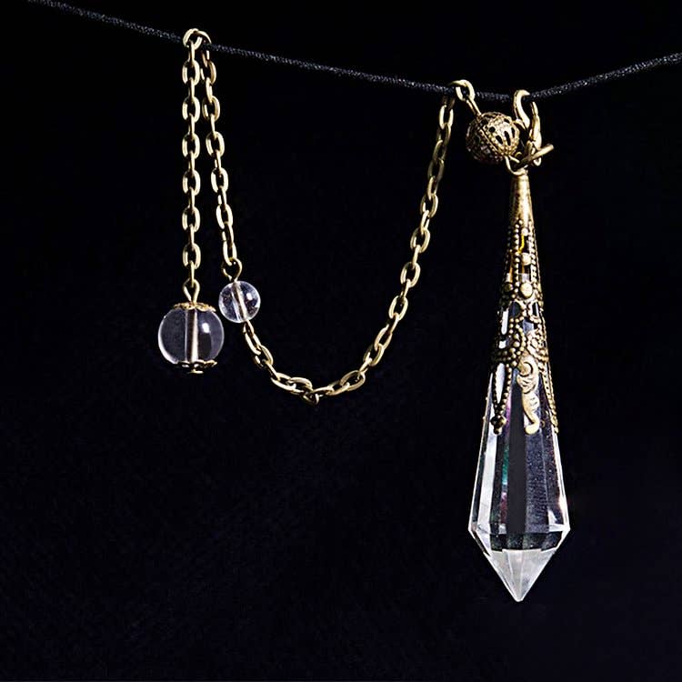 Clear Crystal Meditation Pendulum: Copper