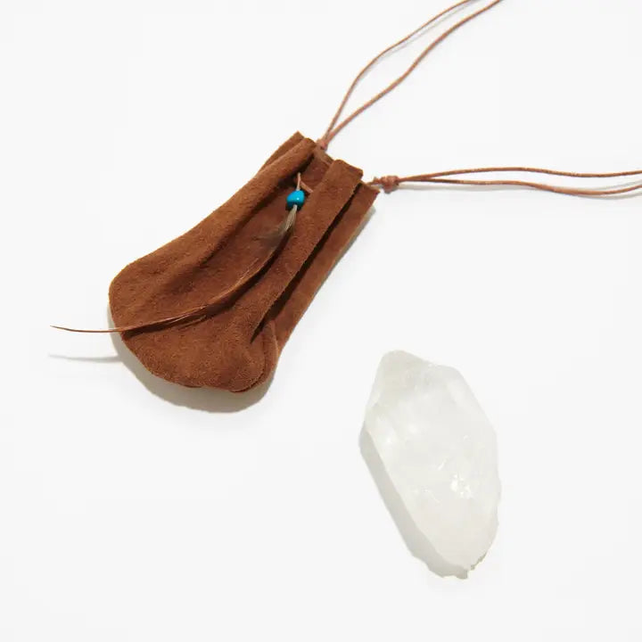 Medicine Bag - Leather Boho Carrying Necklace Bag