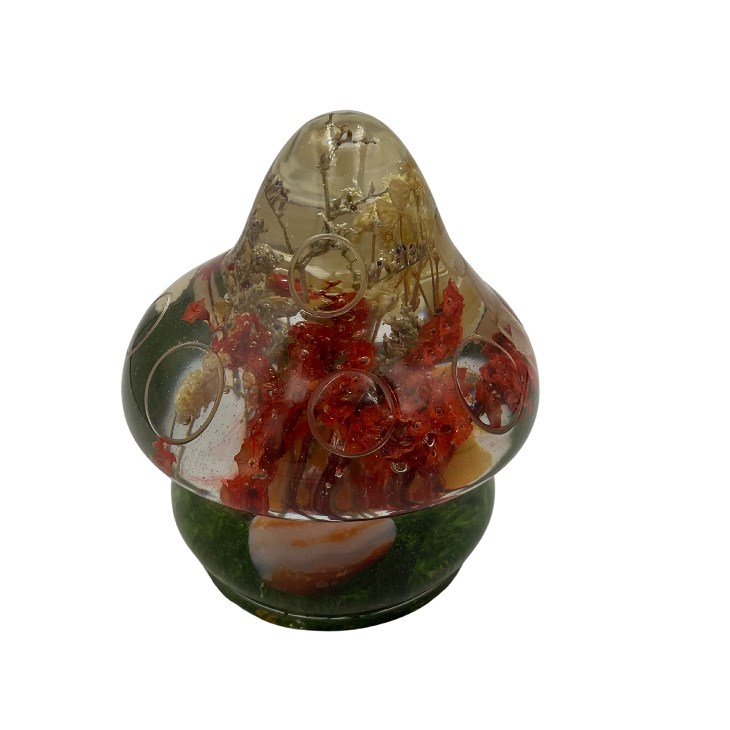 Large Mushroom Figurine with Carnelian Crystals