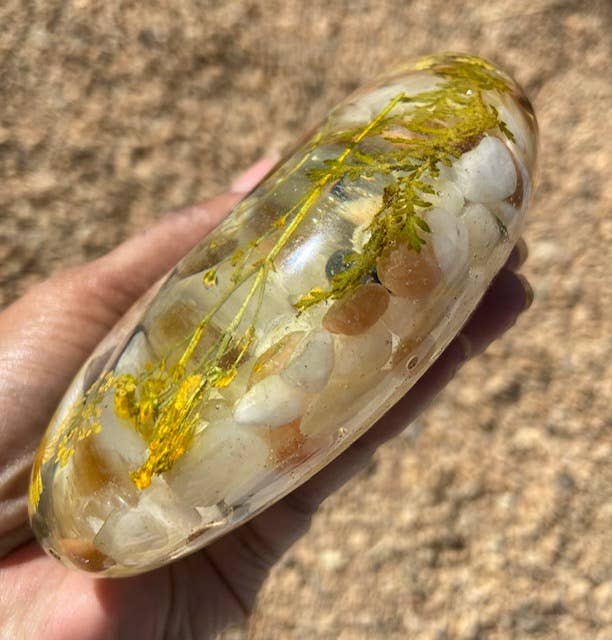 Floral Tea Light Candle Holder with Citrine Crystals