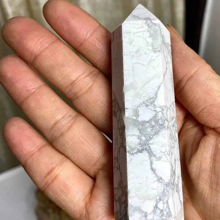 Natural Howlite Obelisk Point