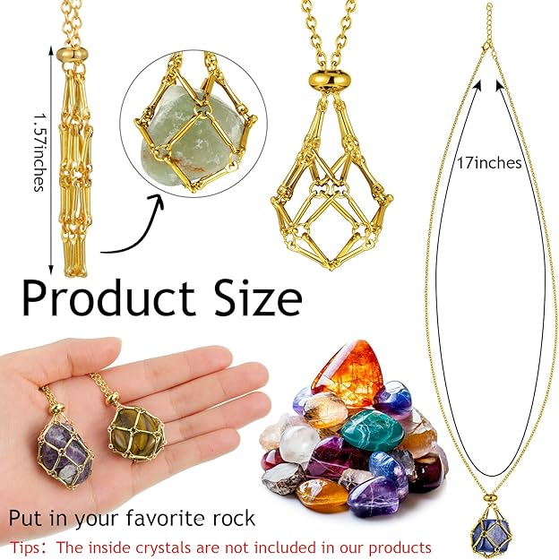 Gold Crystal Cage Holder Necklace