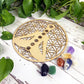 Wood Crystal Grid - Flower of Life with Buddha and 7 Charaka