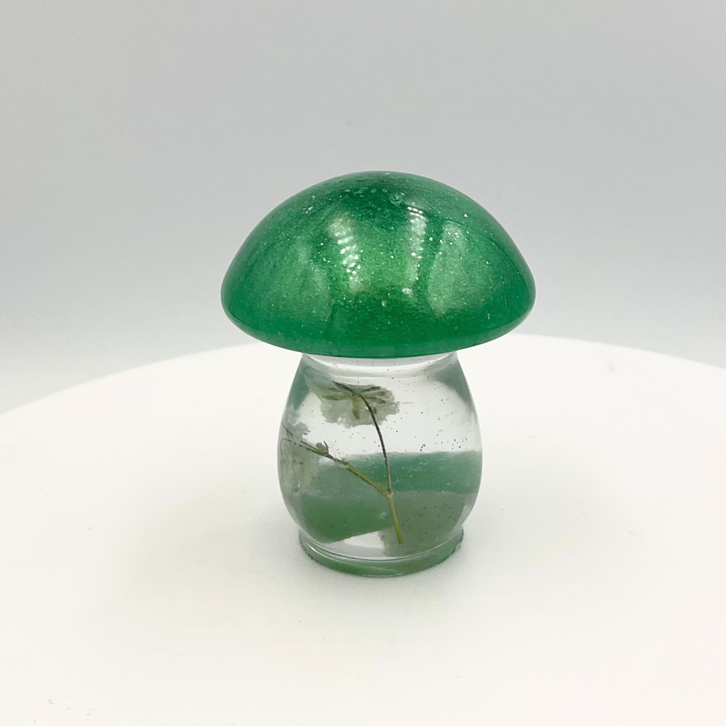 Mini Mushroom Figurine with Green Aventurine Crystals: Mushroom Figurine