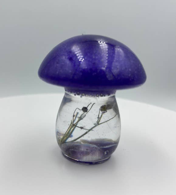 Mini Mushroom Figurines with Spiritual Crystals: Aquamarine