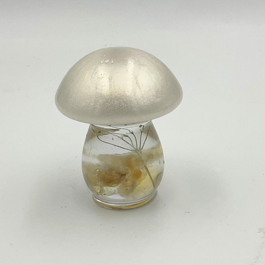 Mini Mushroom Figurines with Spiritual Crystals: Citrine