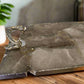 Large Smoky Grey Agate Serving Tray with Brass Handles