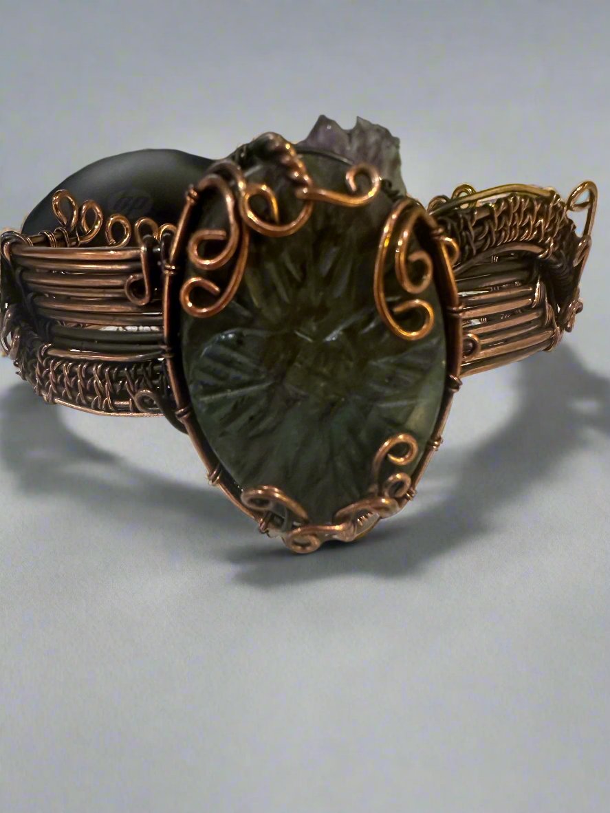 Carved Labradorite Wire Cuff