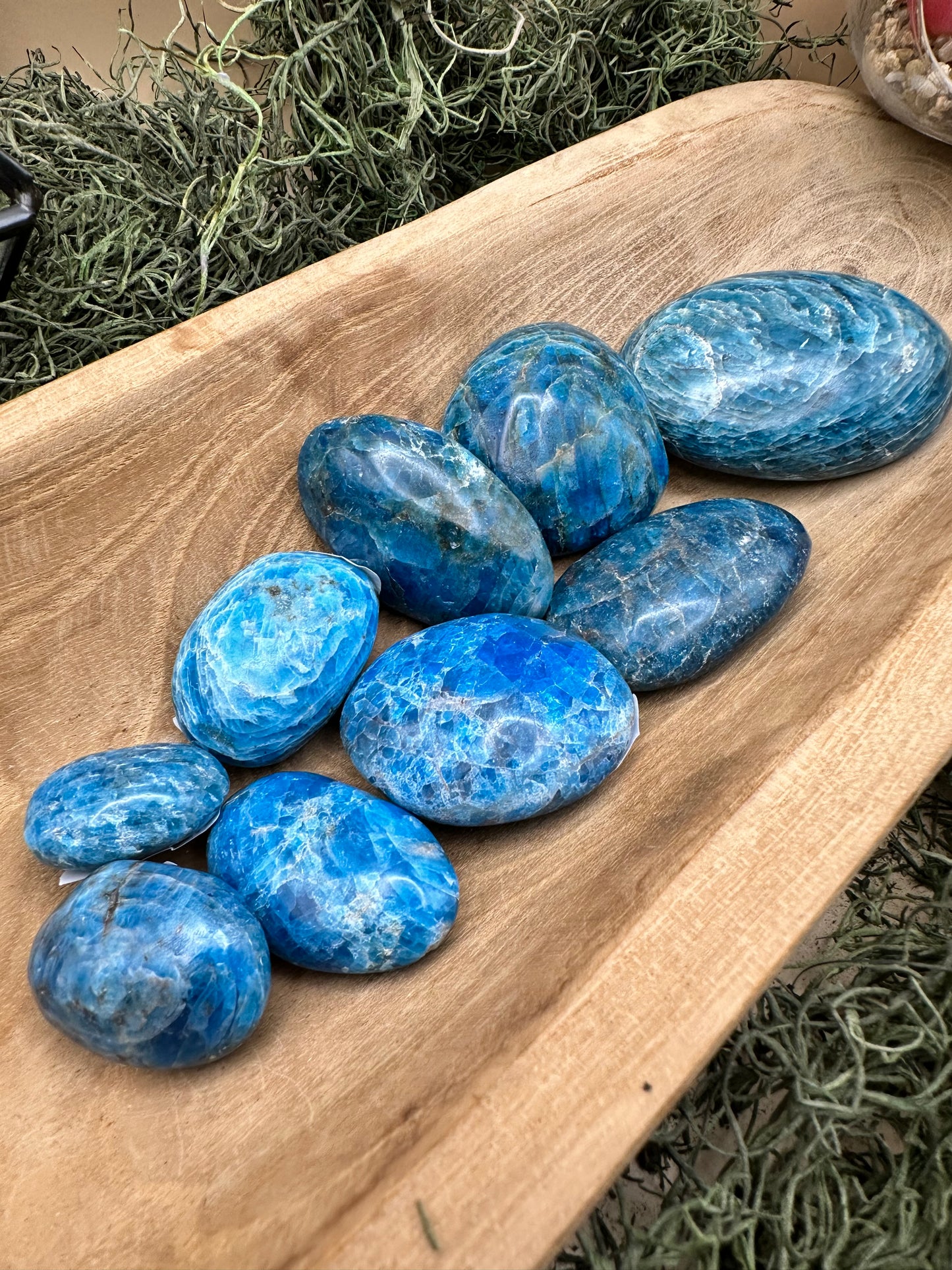 Blue Apatite Palm Stone (AAA Grade)