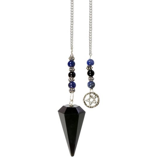 Back Obsidian Pendulum with Pantacle