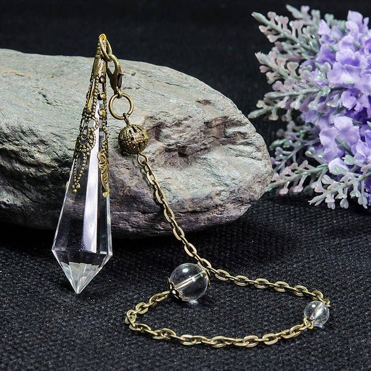 Clear Crystal Meditation Pendulum: Copper