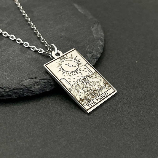 Stainless Steel Tarot Necklaces: THE MOON