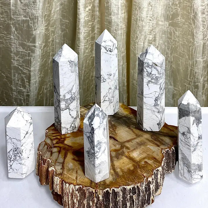 Natural Howlite Obelisk Point