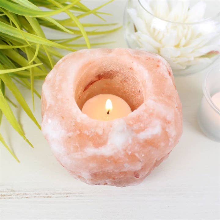 Single Pink Himalayan Salt Candle Holder