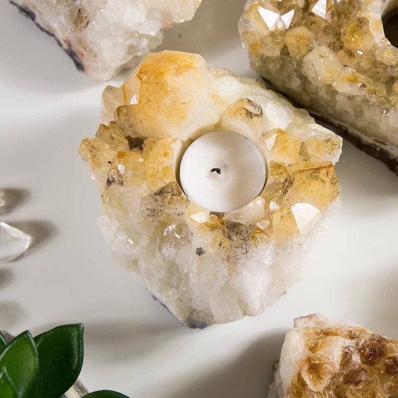 Citrine Crystal Cluster Candle Holder Golden Amethyst