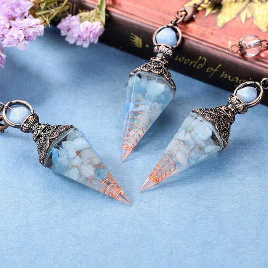 Aquamarine Calm And Peace Pendulum: Copper