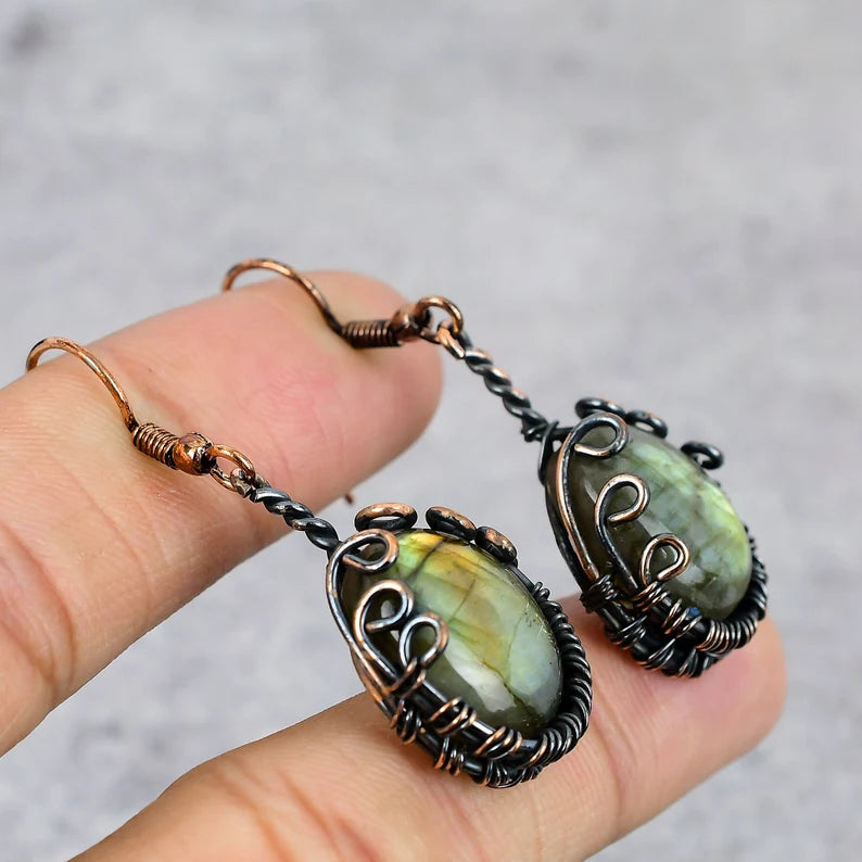 Labradorite Wire Wrap Earring