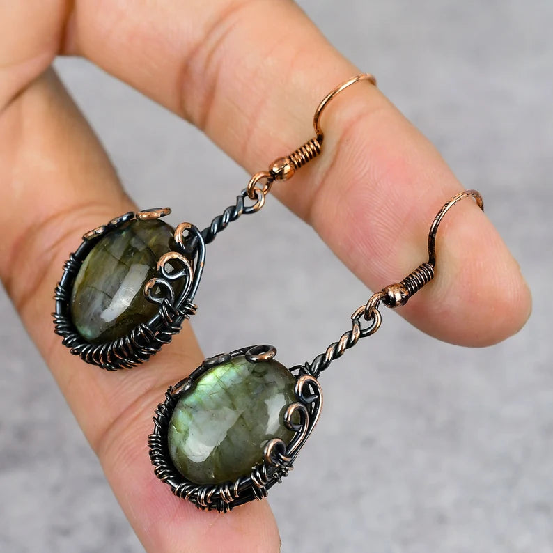 Labradorite Wire Wrap Earring