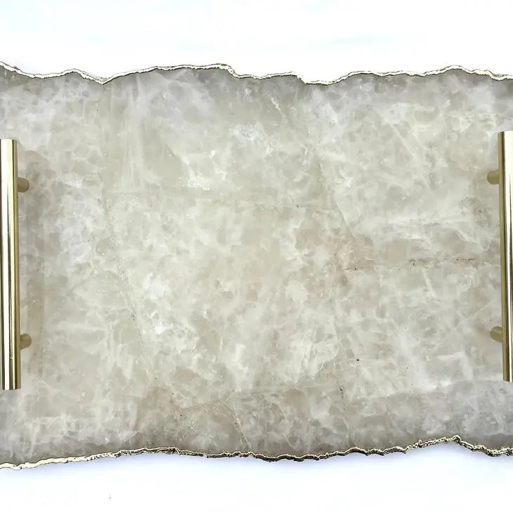 White Agate Serving Tray - Rectangle