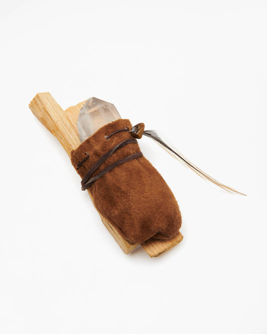 Palo Santo Bundle with Leather Medicine Necklace Pouch Set