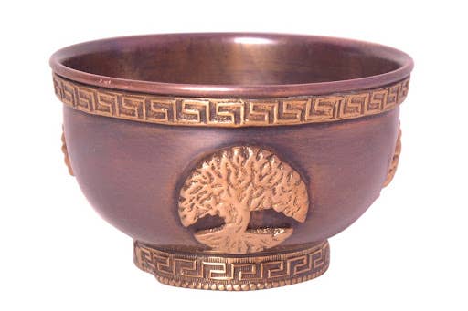 Copper Bowl Smudge, Charcoal, Incense Burner, Ritual Altar: Tree of Life