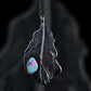 Blackened Crow Feather Necklace with Australian Opal